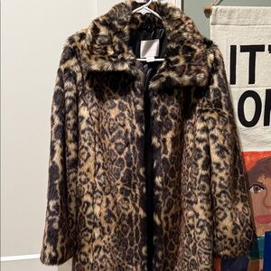 Rachel Parcell Leopard Print Teddy Jacket
